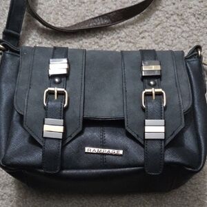 Rampage Black Crossbody Bag with Gold Accents